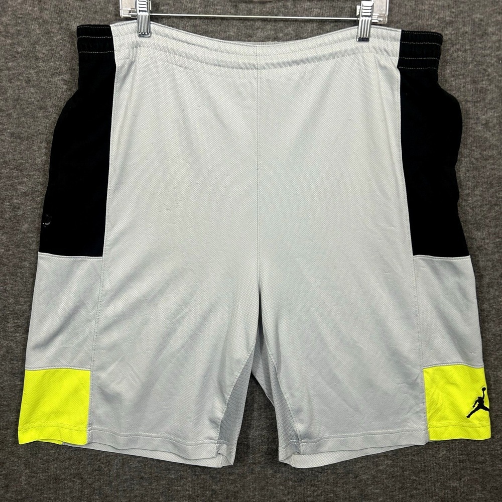 Air Jordan Nike Basketball Shorts Men's XL Volt Green Black Gray Baggy 9"